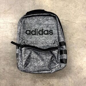 Adidas Insulated Lunch Bag Gray Heathered 3-Stripes Zip Cooler Pouch Sporty